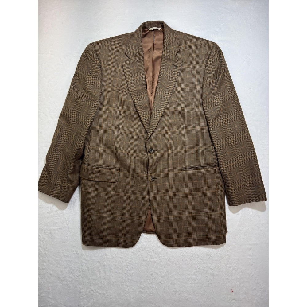 Burberry Blazer Mens 42 Brown‎ Plaid 100% Cashmere Sport Coat Kensington Jacket